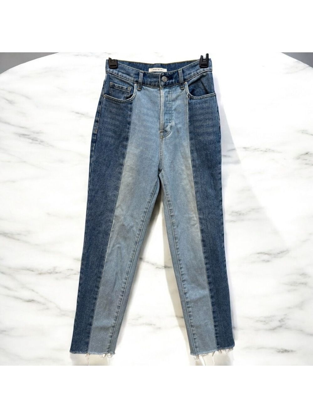 Women's Pacsun High Rise Straight Jeans Size M TwoTone Colorblock Denim Size 24